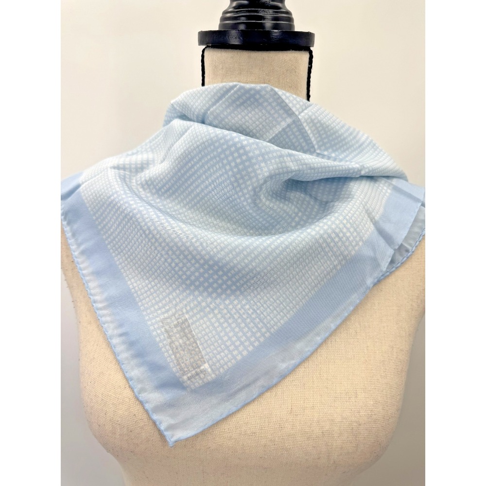 Anne Klein for Robinson & Golluber Pale Blue Geometric Print Square Silk Scarf - Picture 3 of 12